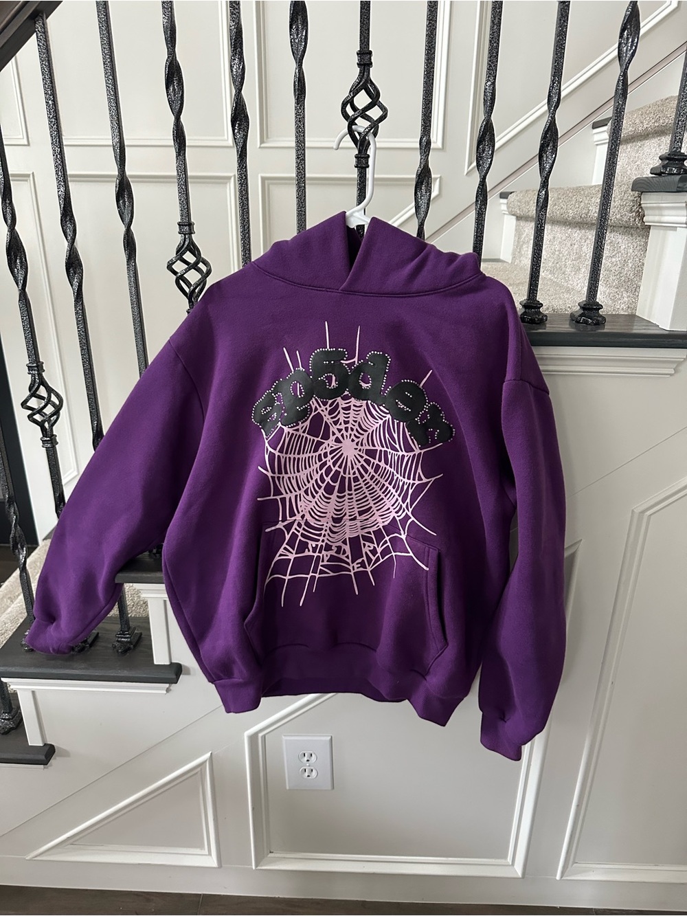 Purple Spiderweb Graphic Hoodie Sweater